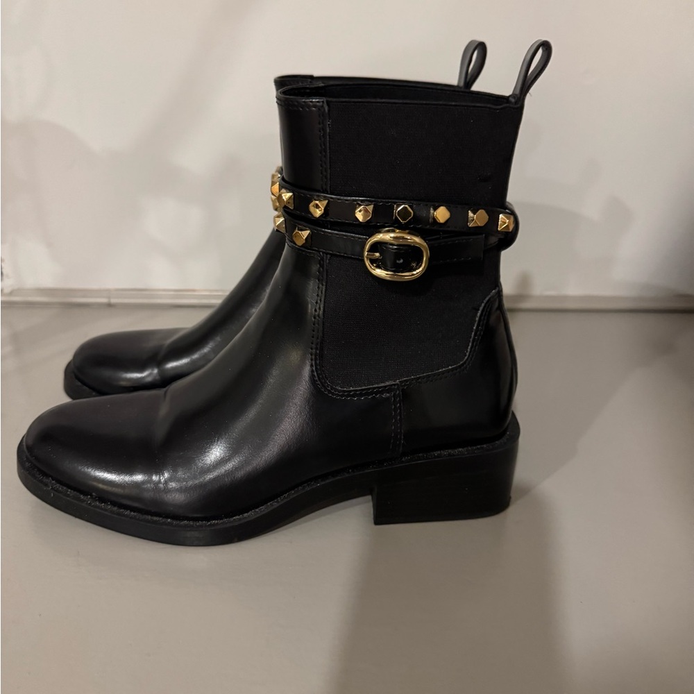 Zara Black Ankle Boots with Studded Detail